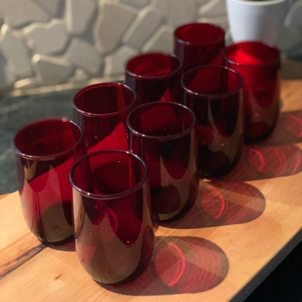 ANCHOR HOCKING | Set of 8 | Vintage Royal Ruby Red Juice Glasses